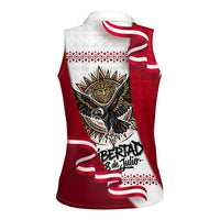 Somos Peru Independence Day Women Sleeveless Polo Shirt Inti Sun God Andean Condor Tribal