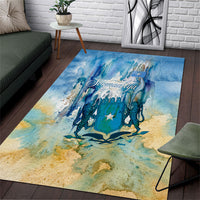 Somalia Liberation Unity Area Rug Soomaaliya Script Peace Dove Watercolor