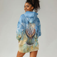 Somalia Liberation Unity Hoodie Dress Soomaaliya Script Peace Dove Watercolor