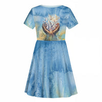 Somalia Liberation Unity Kid Short Sleeve Dress Soomaaliya Script Peace Dove Watercolor