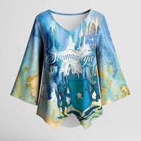 Somalia Liberation Unity Kimono Sleeve Blouse Soomaaliya Script Peace Dove Watercolor