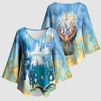 Somalia Liberation Unity Kimono Sleeve Blouse Soomaaliya Script Peace Dove Watercolor