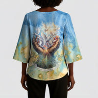 Somalia Liberation Unity Kimono Sleeve Blouse Soomaaliya Script Peace Dove Watercolor