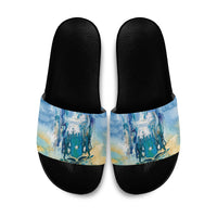 Somalia Liberation Unity Slide Sandals Soomaaliya Script Peace Dove Watercolor
