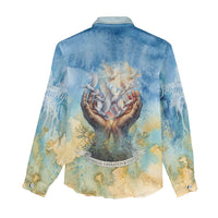 Somalia Liberation Unity Women Casual Shirt Soomaaliya Script Peace Dove Watercolor