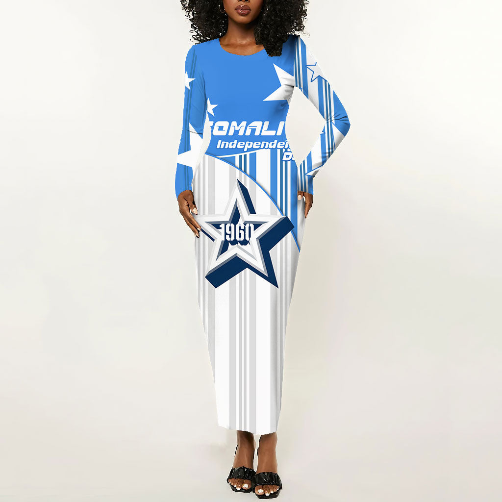 Somalia Independence Day 1960 Long Sleeve Bodycon Dress Somali Coat Of Arms Star - Land Of The Brave