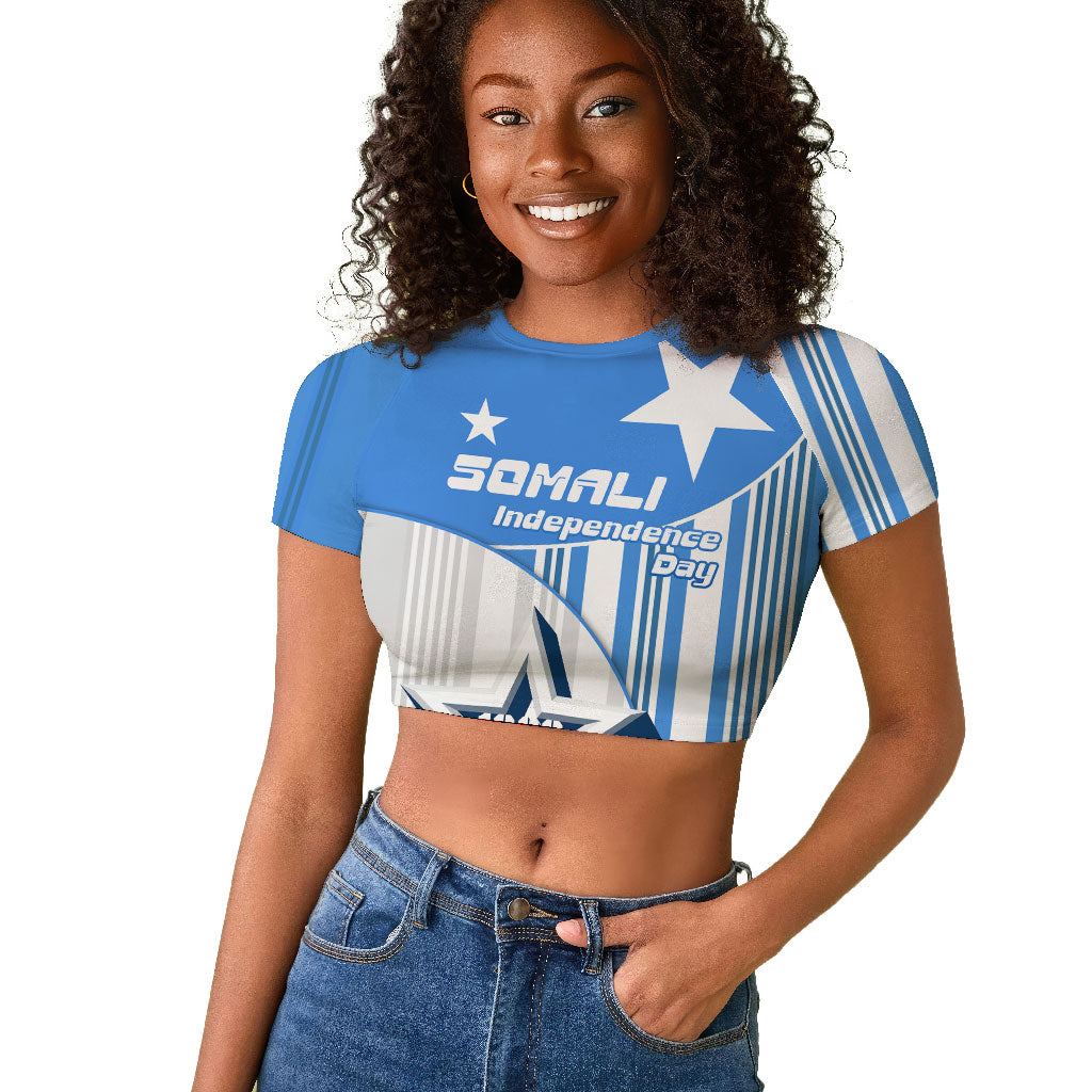 Somalia Independence Day 1960 Raglan Cropped T shirt Somali Coat Of Arms Star - Land Of The Brave