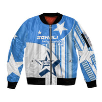 Somalia Independence Day 1960 Sleeve Zip Bomber Jacket Somali Coat Of Arms Star - Land Of The Brave