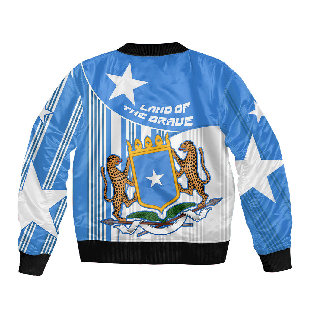 Somalia Independence Day 1960 Sleeve Zip Bomber Jacket Somali Coat Of Arms Star - Land Of The Brave