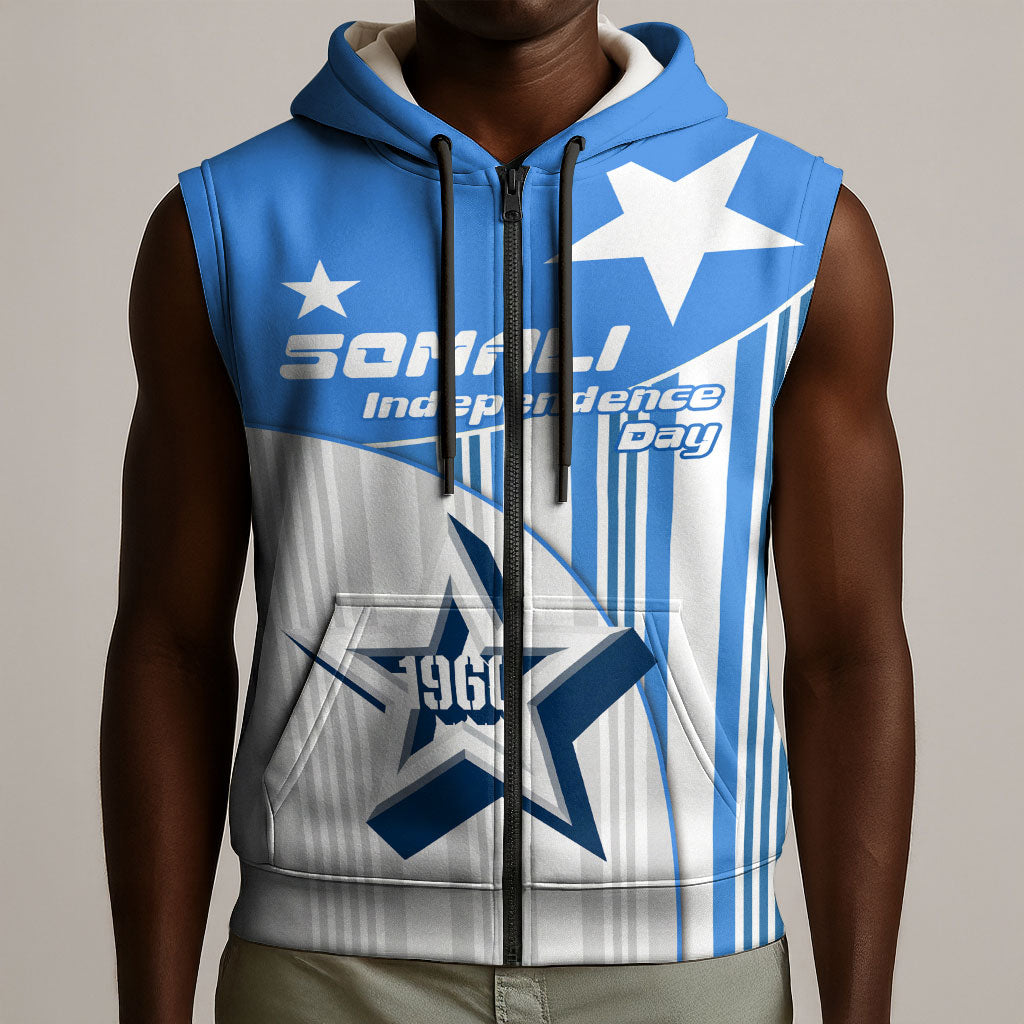 Somalia Independence Day 1960 Sleeveless Zip Hoodie Somali Coat Of Arms Star - Land Of The Brave