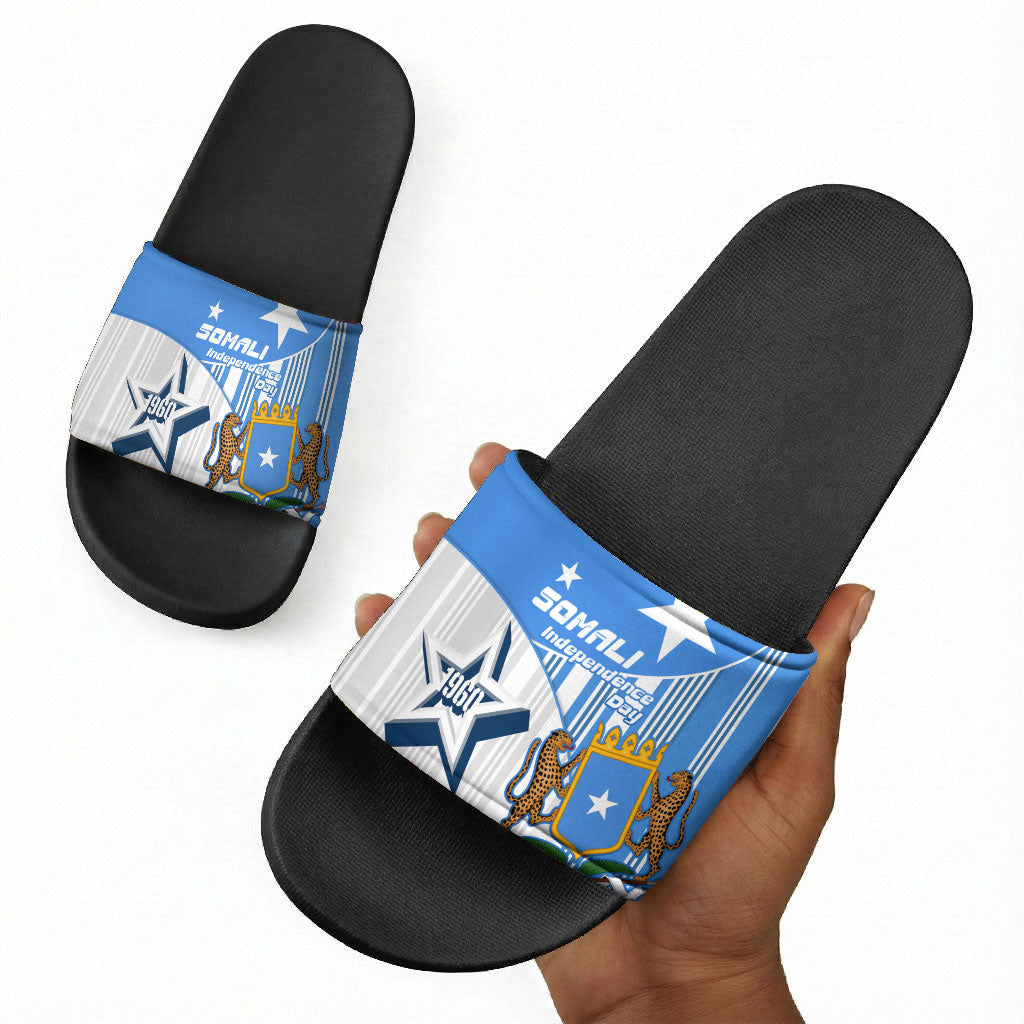 Somalia Independence Day 1960 Slide Sandals Somali Coat Of Arms Star - Land Of The Brave