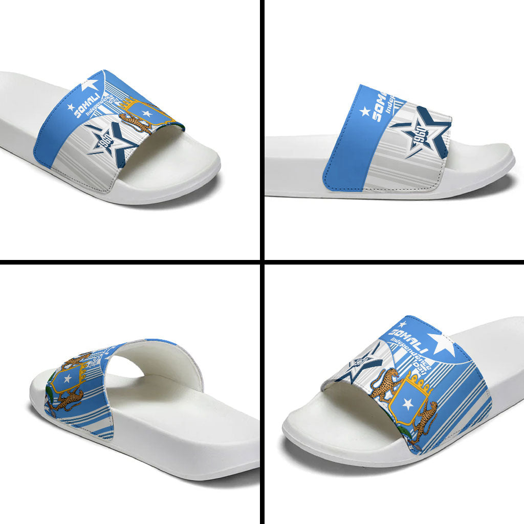 Somalia Independence Day 1960 Slide Sandals Somali Coat Of Arms Star - Land Of The Brave
