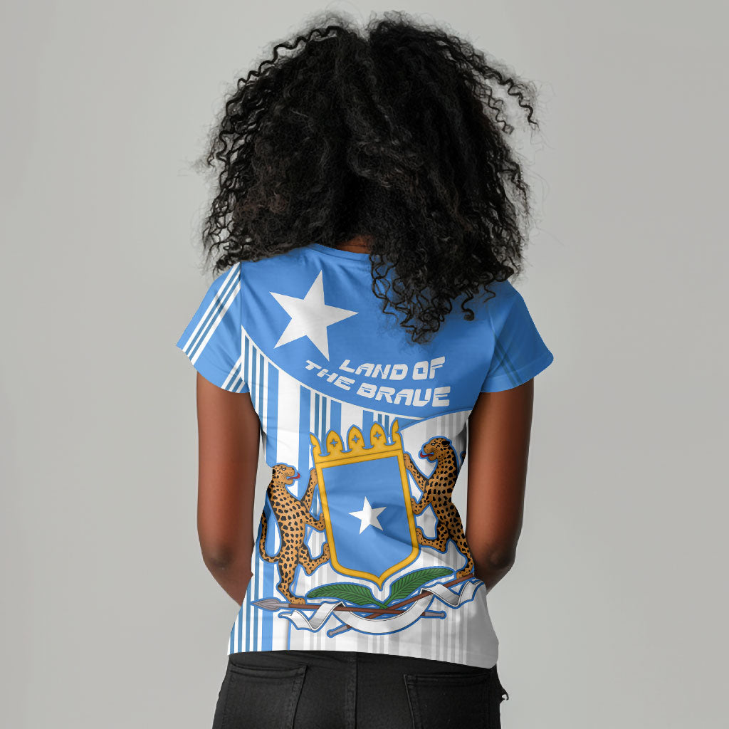 Somalia Independence Day 1960 Women V-Neck T-Shirt Somali Coat Of Arms Star - Land Of The Brave