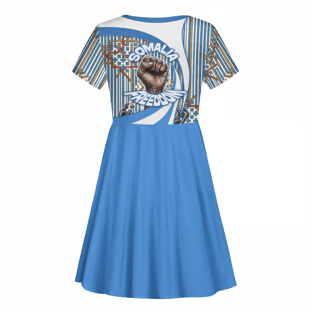 Somalia Freedom Independence Kid Short Sleeve Dress Leopard Flag Power Fist