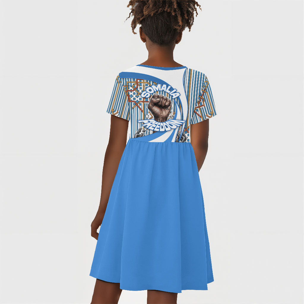 Somalia Freedom Independence Kid Short Sleeve Dress Leopard Flag Power Fist