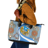 Somalia Freedom Independence Leather Tote Bag Leopard Flag Power Fist