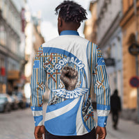 Somalia Freedom Independence Long Sleeve Button Shirt Leopard Flag Power Fist