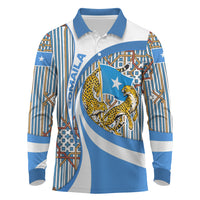 Somalia Freedom Independence Long Sleeve Polo Shirt Leopard Flag Power Fist