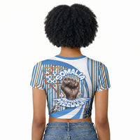 Somalia Freedom Independence Raglan Cropped T shirt Leopard Flag Power Fist
