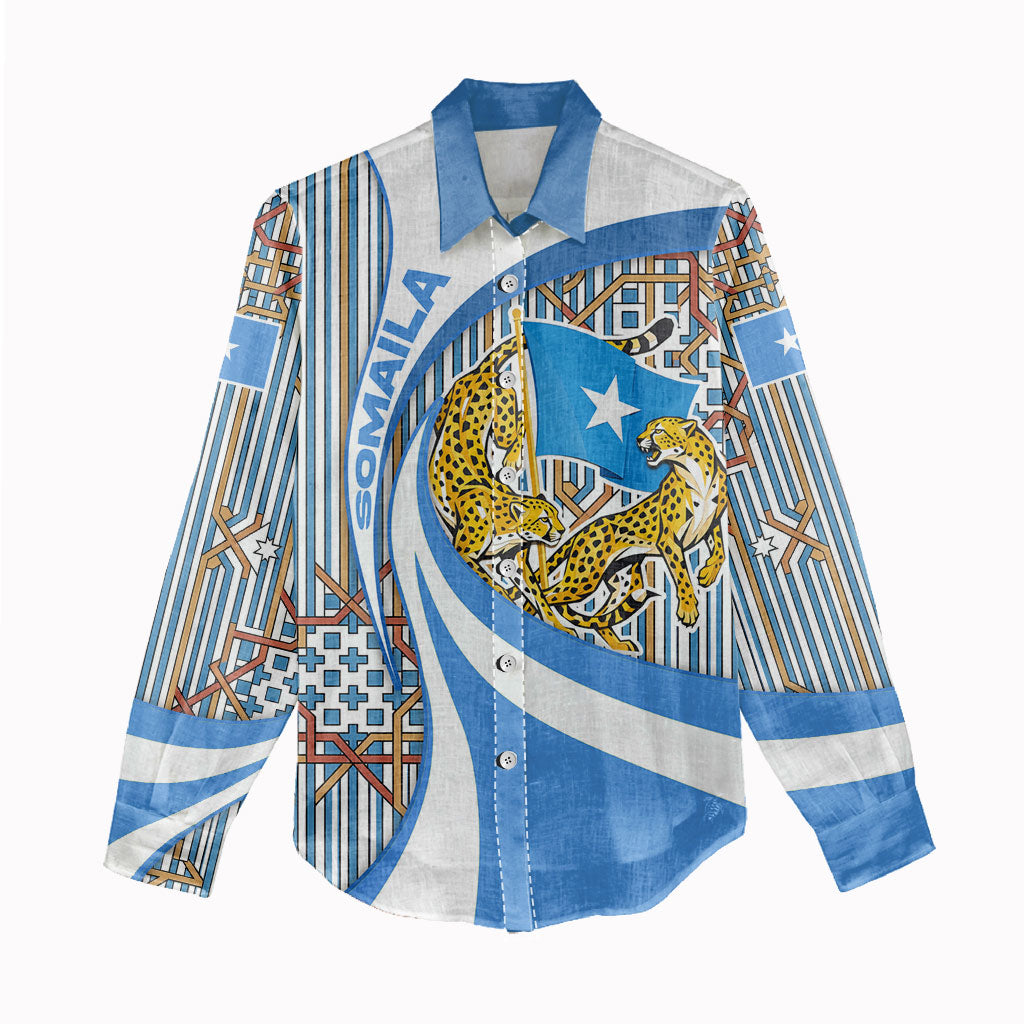 Somalia Freedom Independence Women Casual Shirt Leopard Flag Power Fist