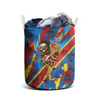DR Congo Patrice Lumumba Football Victory Laundry Basket African Pride Leopard And Flag