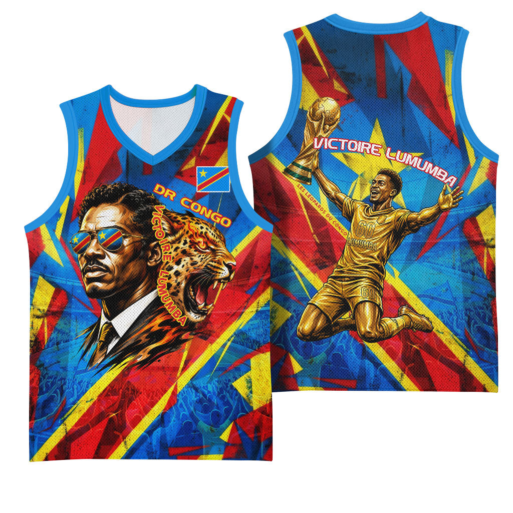 DR Congo Patrice Lumumba Football Victory Basketball Jersey African Pride Leopard And Flag