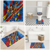 DR Congo Patrice Lumumba Football Victory Bathroom Set African Pride Leopard And Flag