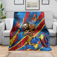 DR Congo Patrice Lumumba Football Victory Blanket African Pride Leopard And Flag