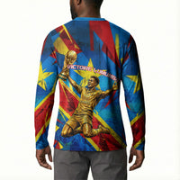 DR Congo Patrice Lumumba Football Victory Button Sweatshirt African Pride Leopard And Flag