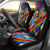 DR Congo Patrice Lumumba Football Victory Car Seat Cover African Pride Leopard And Flag