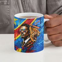 DR Congo Patrice Lumumba Football Victory Ceramic Mug African Pride Leopard And Flag