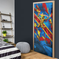 DR Congo Patrice Lumumba Football Victory Door Cover African Pride Leopard And Flag