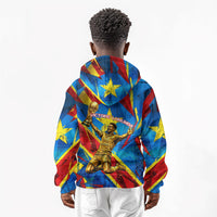 DR Congo Patrice Lumumba Football Victory Kid Hoodie African Pride Leopard And Flag