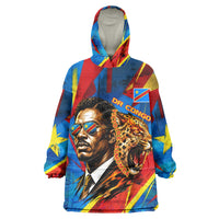 DR Congo Patrice Lumumba Football Victory Kid Wearable Blanket Hoodie African Pride Leopard And Flag