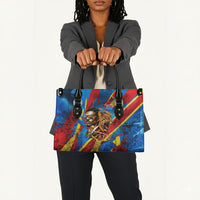 DR Congo Patrice Lumumba Football Victory Leather Bag African Pride Leopard And Flag