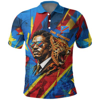 DR Congo Patrice Lumumba Football Victory Polo Shirt African Pride Leopard And Flag