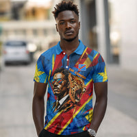 DR Congo Patrice Lumumba Football Victory Polo Shirt African Pride Leopard And Flag