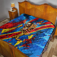 DR Congo Patrice Lumumba Football Victory Quilt African Pride Leopard And Flag