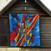 DR Congo Patrice Lumumba Football Victory Quilt African Pride Leopard And Flag