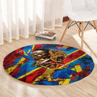 DR Congo Patrice Lumumba Football Victory Round Carpet African Pride Leopard And Flag