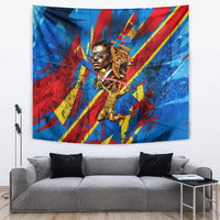 DR Congo Patrice Lumumba Football Victory Tapestry African Pride Leopard And Flag