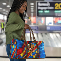 DR Congo Patrice Lumumba Football Victory Travel Bag African Pride Leopard And Flag