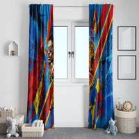 DR Congo Patrice Lumumba Football Victory Window Curtain African Pride Leopard And Flag