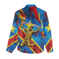 DR Congo Patrice Lumumba Football Victory Women Casual Shirt African Pride Leopard And Flag