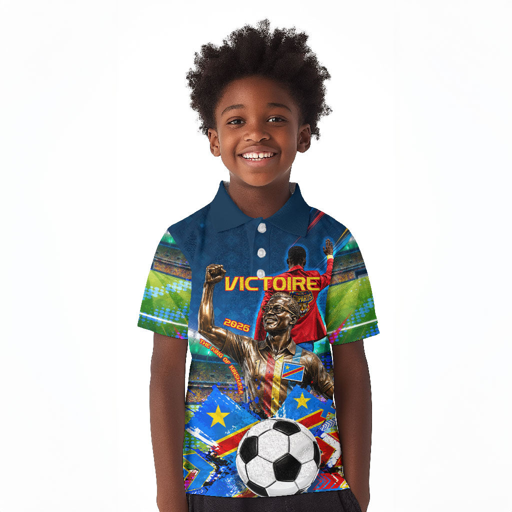 DR Congo Patrice Lumumba Kid Polo Shirt Kinshasa Stadium Flag - King Of Kinshasa Football