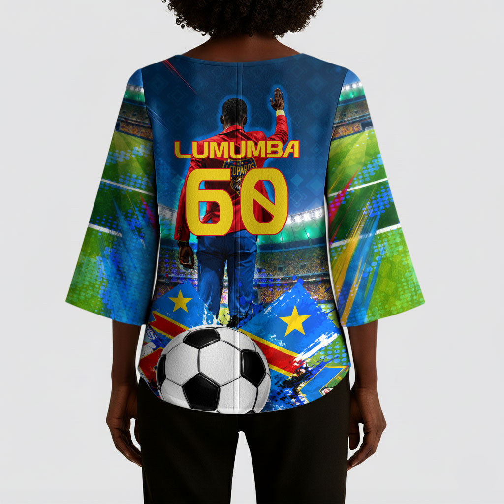 DR Congo Patrice Lumumba Kimono Sleeve Blouse Kinshasa Stadium Flag - King Of Kinshasa Football