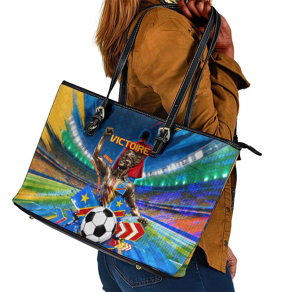DR Congo Patrice Lumumba Leather Tote Bag Kinshasa Stadium Flag - King Of Kinshasa Football