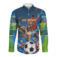 DR Congo Patrice Lumumba Long Sleeve Button Shirt Kinshasa Stadium Flag - King Of Kinshasa Football