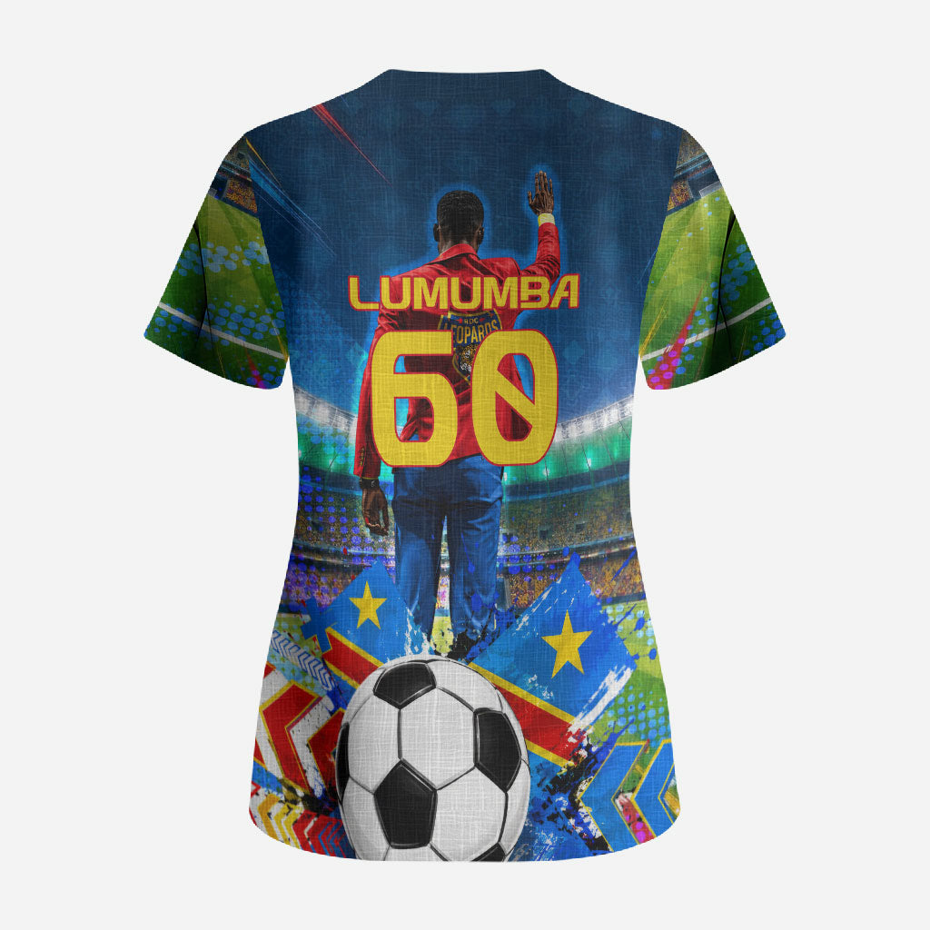 DR Congo Patrice Lumumba Scrub Top Kinshasa Stadium Flag - King Of Kinshasa Football