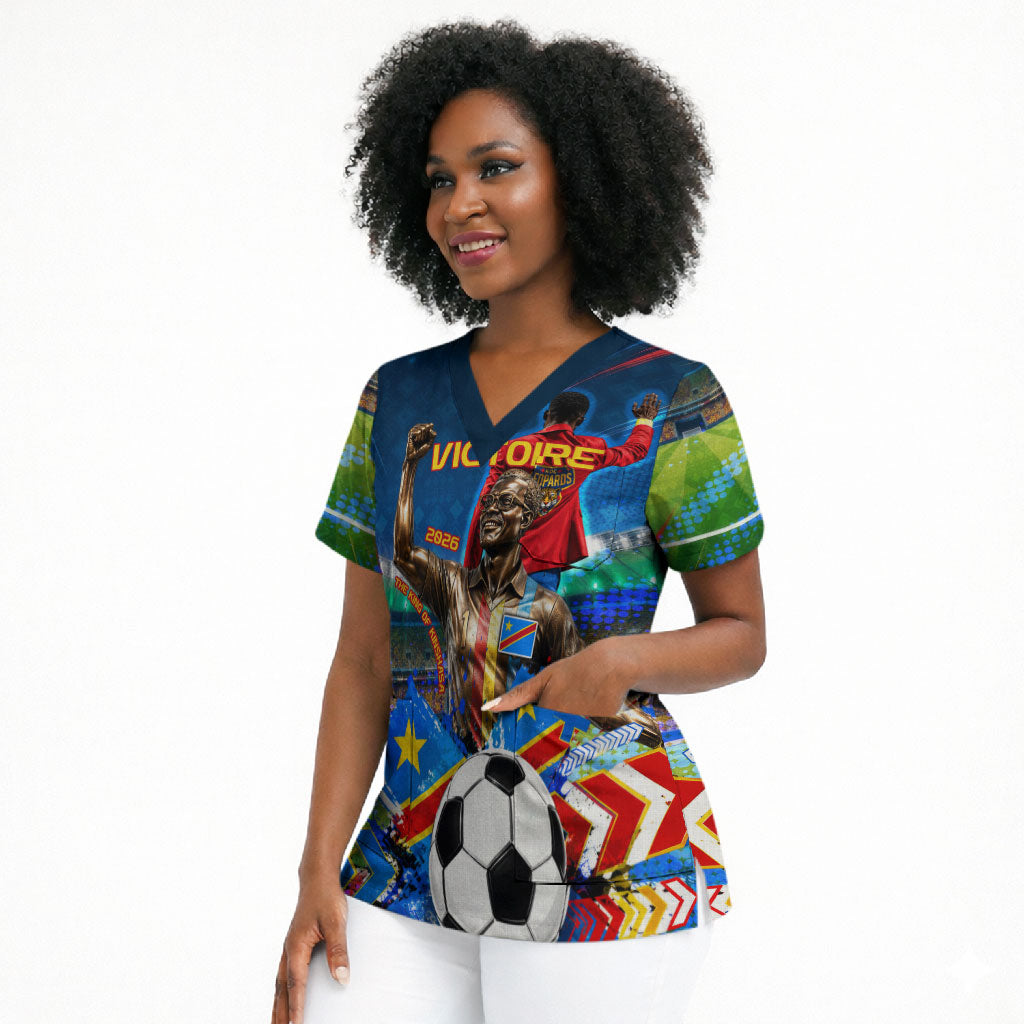 DR Congo Patrice Lumumba Scrub Top Kinshasa Stadium Flag - King Of Kinshasa Football